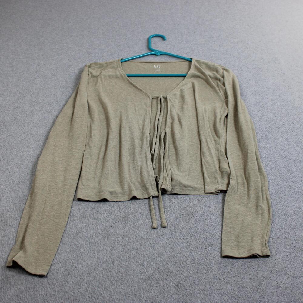 Gap Cardigan Sweater Women S Tall Beige Tie Front Cotton Linen Coastal Boho Y2K